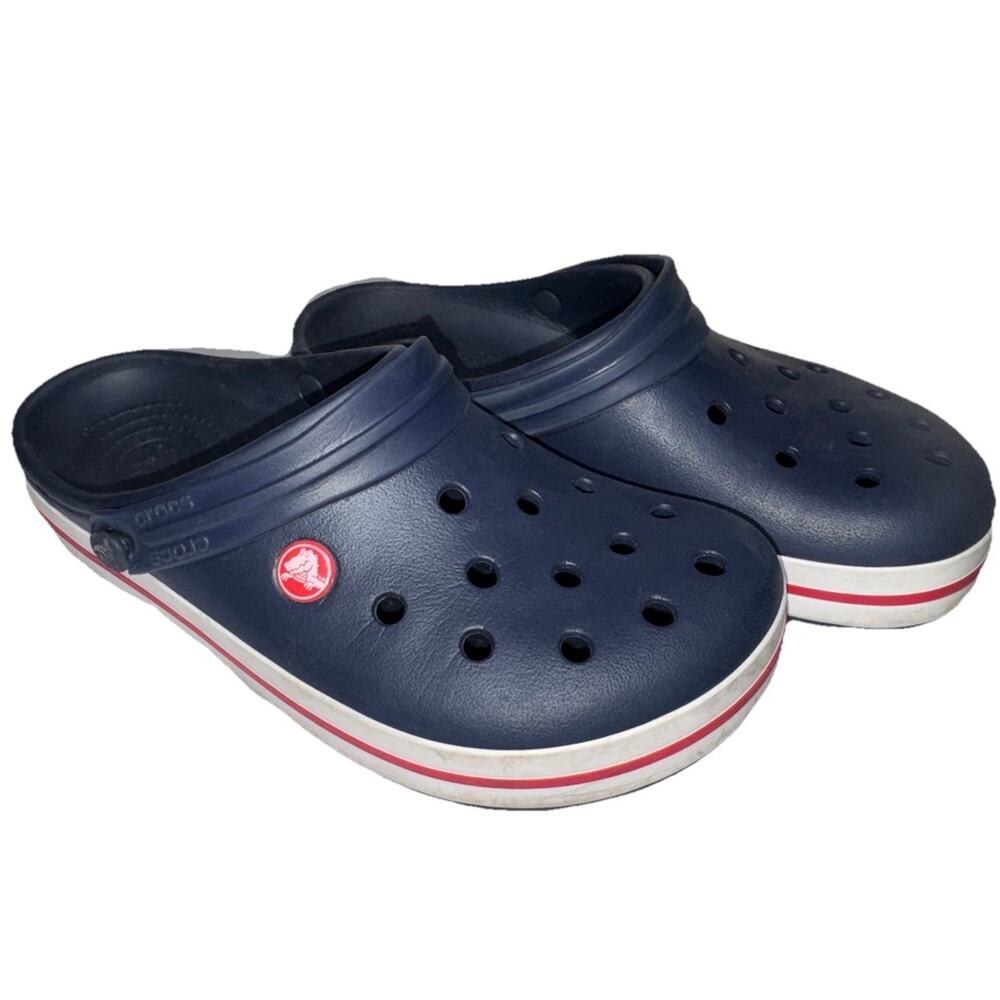 CROCS Crocband II Clogs Navy Blue Red Mens 6 Women 8 Slip On Shoes